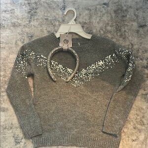 Gray Sweater with Sequin Detail